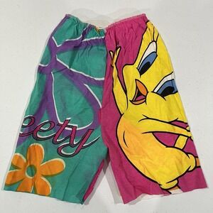90s Vintage Tweety Bird Kids Pajama Shorts Youth M All Over Print USA AOP